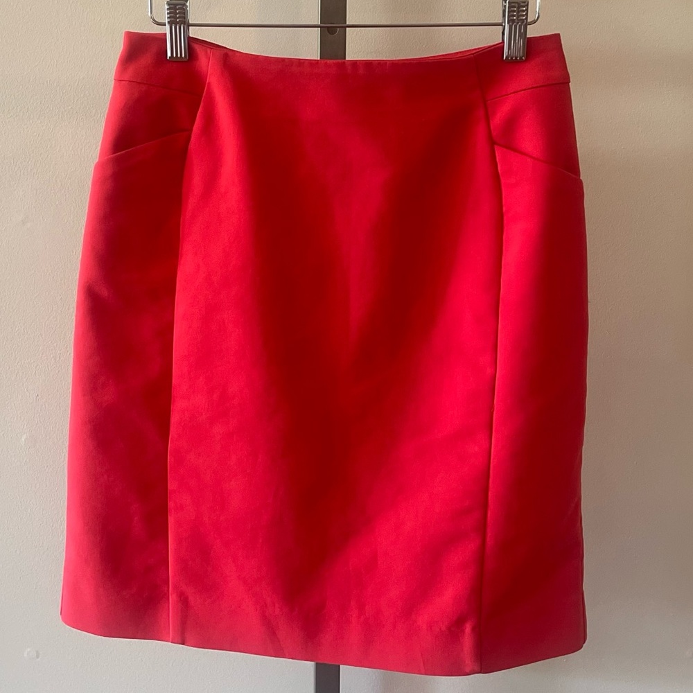 H&M Red Pencil Mini Skirt w/Back Split Hem